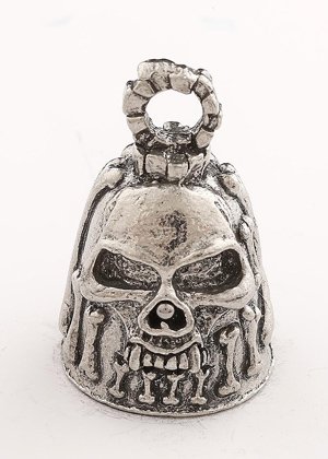 Bones - Skull - Pewter - Motorcycle Guardian Bell - Made In USA - SKU GB-BONES-DS