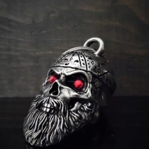 Old School Biker Skull Diamond - Pewter - Motorcycle Gremlin Bell - Made In USA - SKU BB97-DS