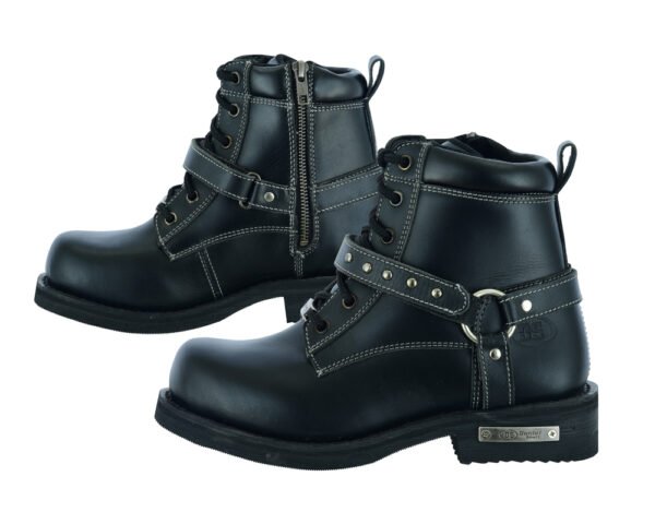 Leather Motorcycle Boots - Women's - Black - Side Zippers - DS9766-DS