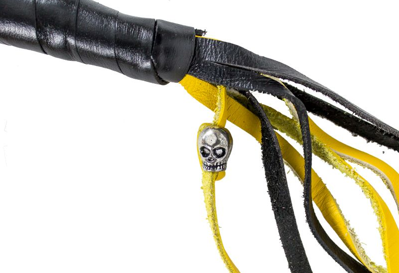 Get Back Whip in Black and Yellow Leather - 42 Inches - Motorcycle Accessories - GBW8-11-DL