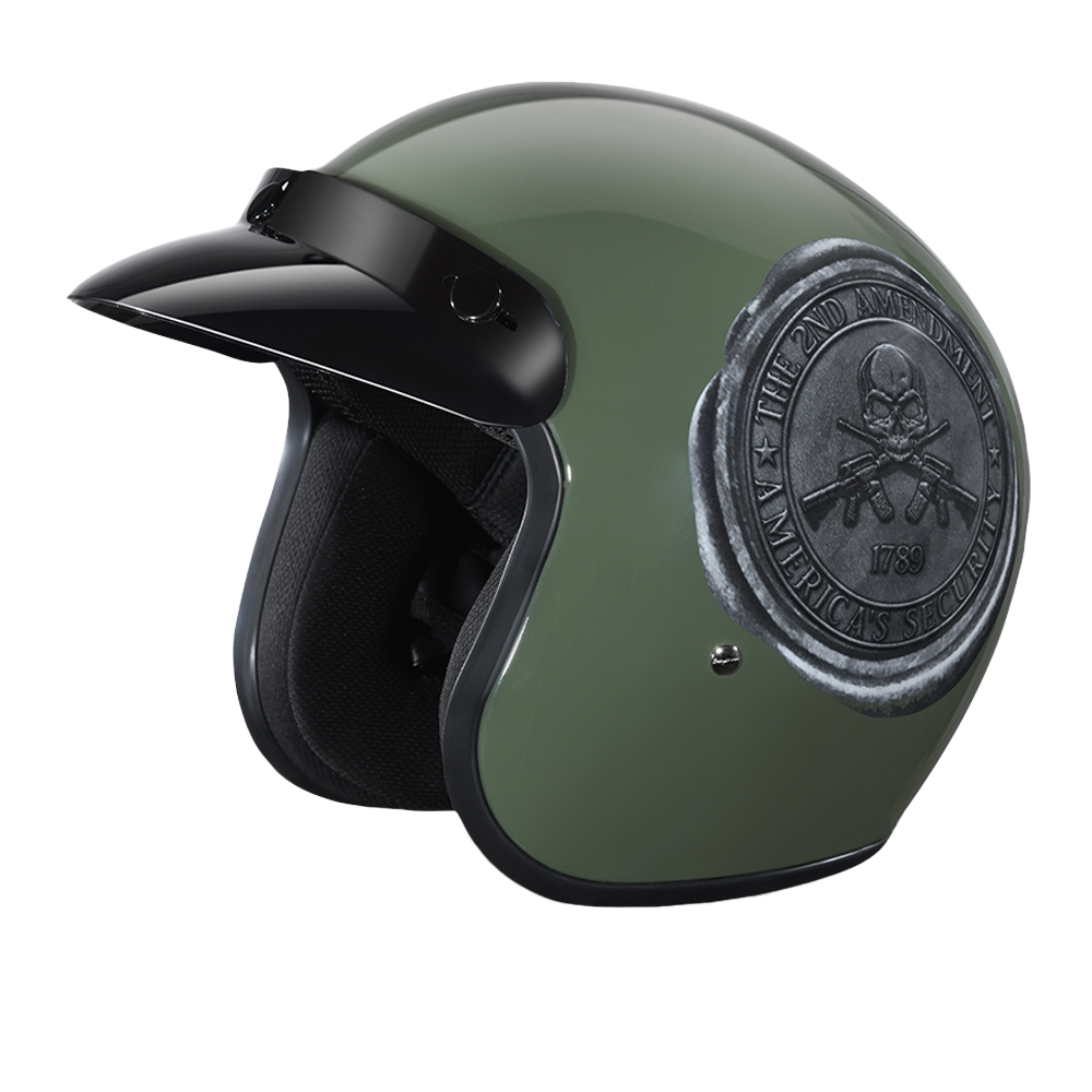 DOT Motorcycle Helmet - 2nd Amendment Seal - Open Face - Cruiser - DC6-1789-DH