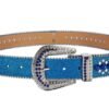 Unisex Rhinestone Bling Belt - Blue and Silver - Skulls - Rhinestones - Faux Leather - FBL21-DL