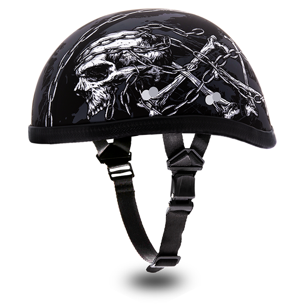 Novelty Motorcycle Helmet - Skull Chains - Eagle Shorty - 6002SC-DH