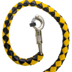 2 Inches Around - Get Back Whip in Black and Yellow Leather - 42 Inches - Motorcycle Accessories - GBW8-11-T1-DL