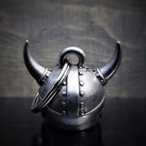 Viking Helmet Skull Diamond - Pewter - Motorcycle Spirit Bell - Made In USA - SKU BB78-DS