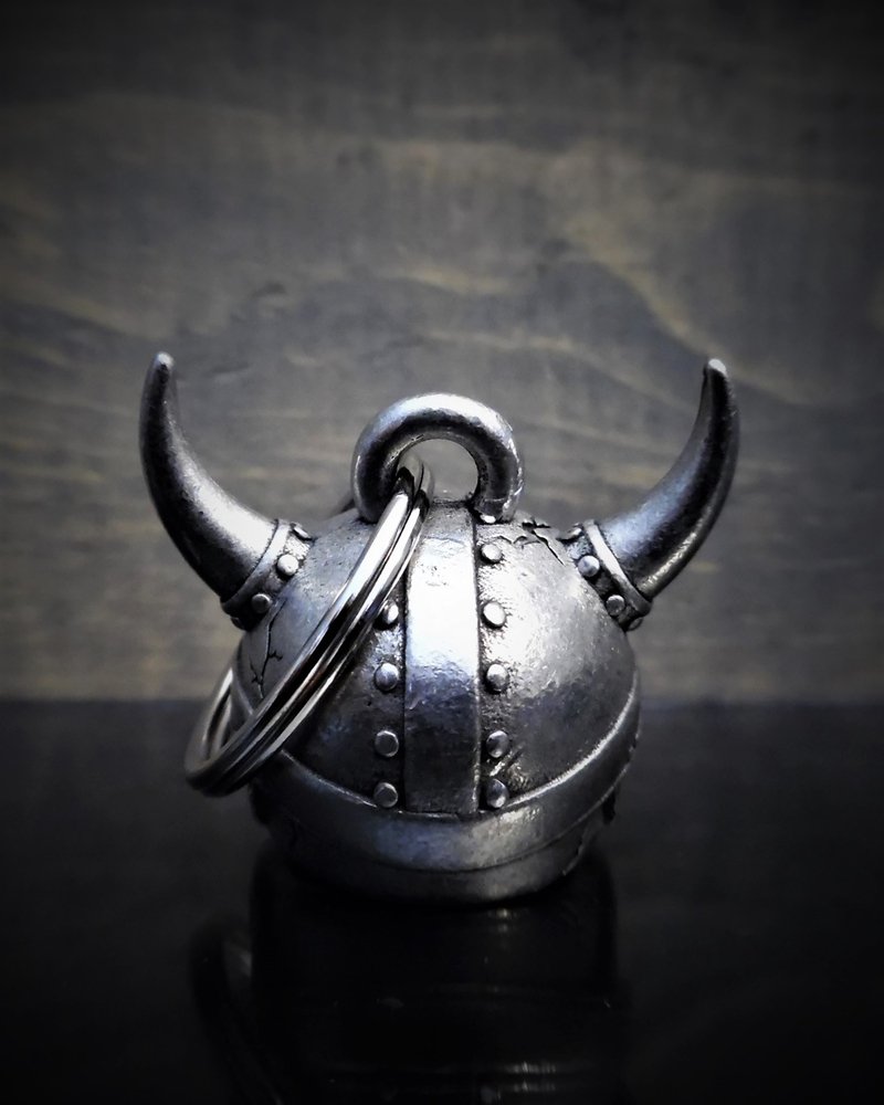 Viking Helmet Skull Diamond - Pewter - Motorcycle Spirit Bell - Made In USA - SKU BB78-DS