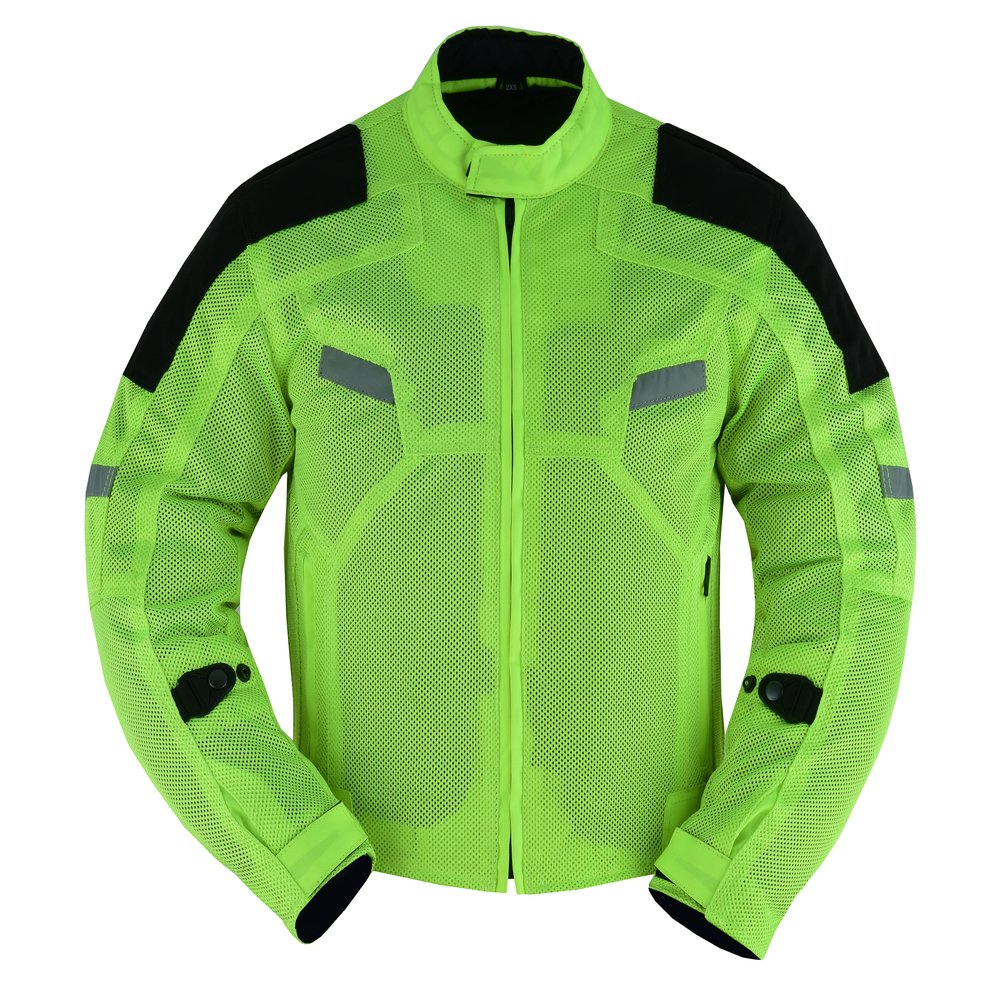 Mesh Motorcycle Jacket - Men's - High Visibility Green - Up To 5XL - DS765-DS Mesh Motorcycle Jacket - Men's - High Visibility Green - Up To 5XL - DS765-DS