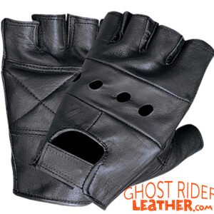 Leather Gloves - Men's - Fingerless Gloves - Motorcycle - 1200-AO-UN