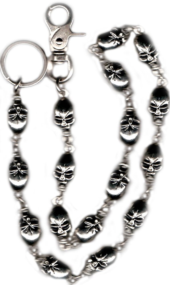 27" - Wallet Chain - Large Skulls - Key Chain Leash - W7016-DS