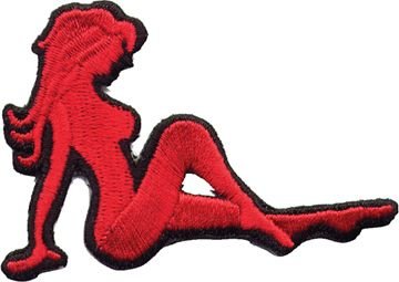 Vest Patches - Two Sexy Mudflap Girl Patches in Red and White - PAT-D525-D524-DL