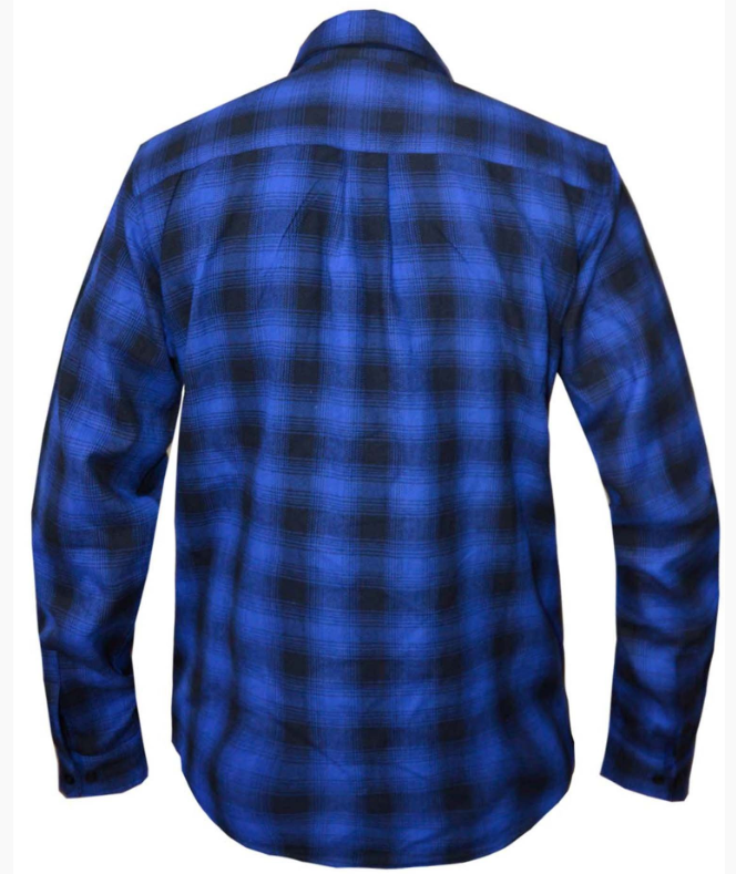 Flannel Motorcycle Shirt - Men's - Blue Black Plaid - Up To Size 5XL -TW206-03-UN