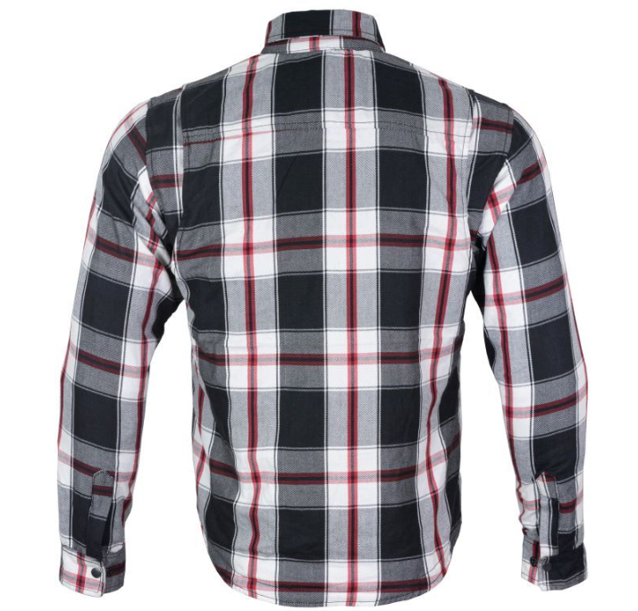 Flannel Motorcycle Shirt - Men's - Armor - Up To Size 5XL - Red White Black Plaid - SHR14-CC-DL