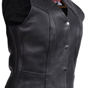 Leather Vest - Women's - Pleated Front and Back - LV8502-DL