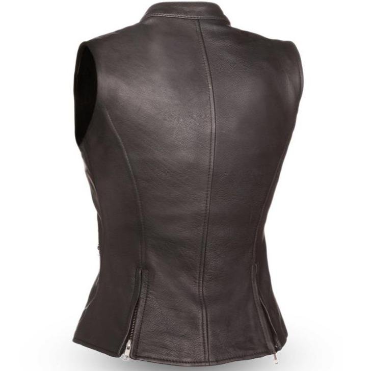 Leather Motorcycle Vest - Women's - Zipper - Fairmont - FIL512NOC-FM