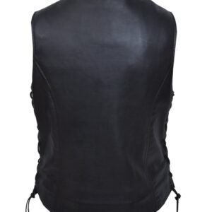 Leather Motorcycle Vest - Women's - Zipper Pockets - 6892-00-UN