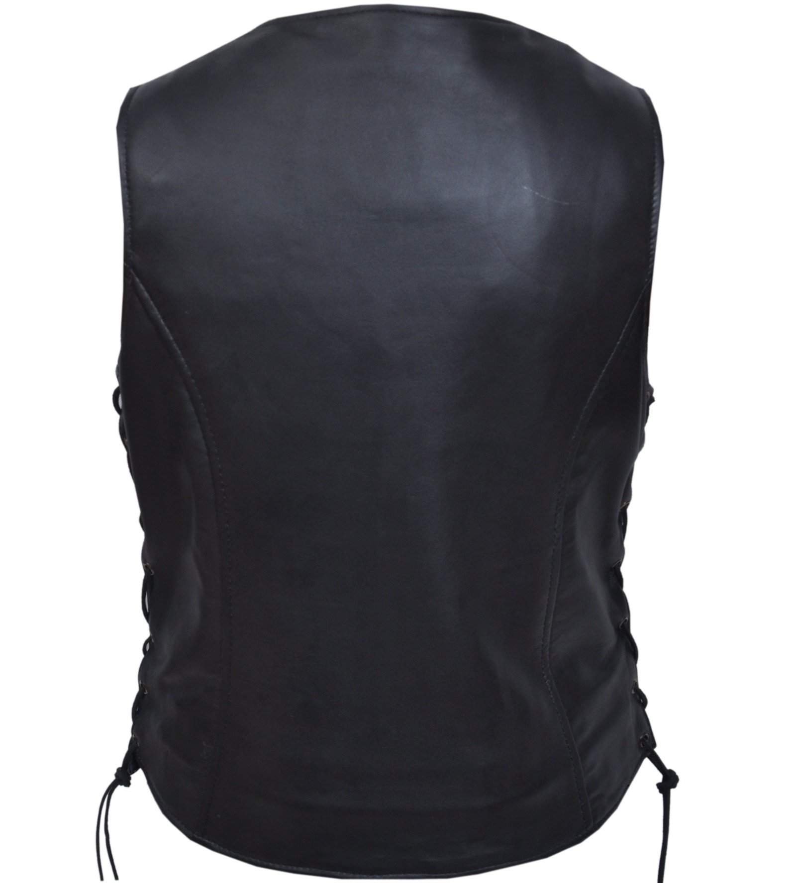 Leather Motorcycle Vest - Women's - Zipper Pockets - 6892-00-UN