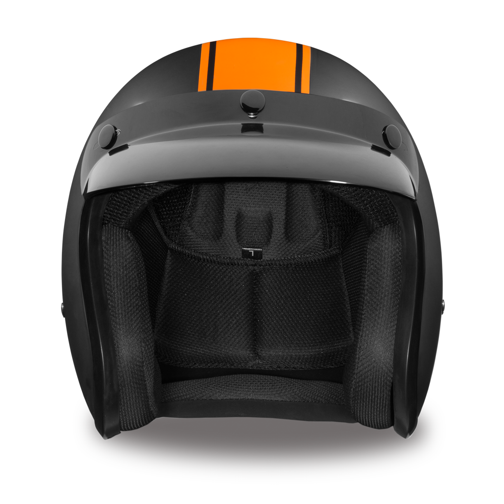DOT Motorcycle Helmet - Orange Stripe - Open Face - Daytona - DC6-O-DH.