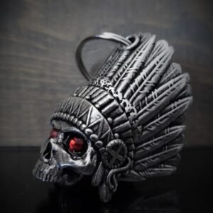 Indian Skull Diamond - Pewter - Motorcycle Spirit Bell - Made In USA - SKU BB74-DS