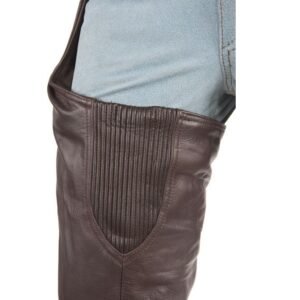 Leather Chaps - Thigh Stretch - Brown - Up To 9XL - Men or Women - C332-BROWN-DL