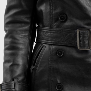 Black Leather Trench Coat - Women's - Olivia - WBL3071-FM