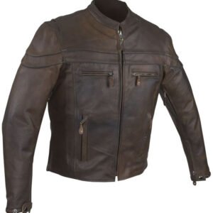Leather Motorcycle Jacket - Men's - Concealed Carry Pockets - Brown - MJ796-BRN-11DL