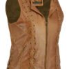 Women's Ultra Soft Brown Leather Vest - Lacing Design - SKU DS236-DS