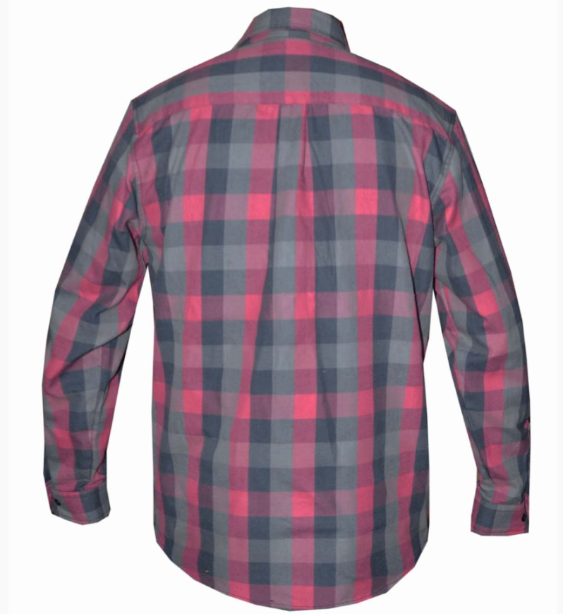 Flannel Motorcycle Shirt - Men's - Up To Size 5XL - Pink Gray Plaid - TW210-00-UN