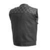 Leather Motorcycle Vest - Men's - Downside - Black with White Stitching - Up To 5X - FIM693-QLT-WH-FM
