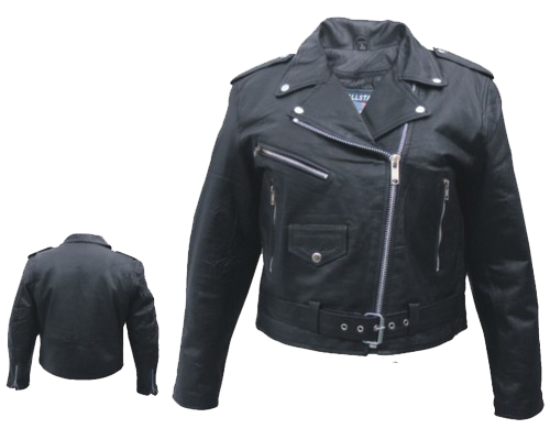 Ladies Classic Biker Leather Jacket - Lightweight - SKU AL2100-LIGHT-AL