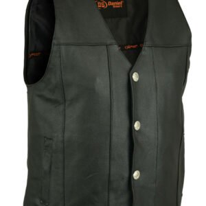 Leather Motorcycle Vest - Men's - Gun Pockets - Buffalo Nickel Snaps - Up To 8XL - DS141-DS