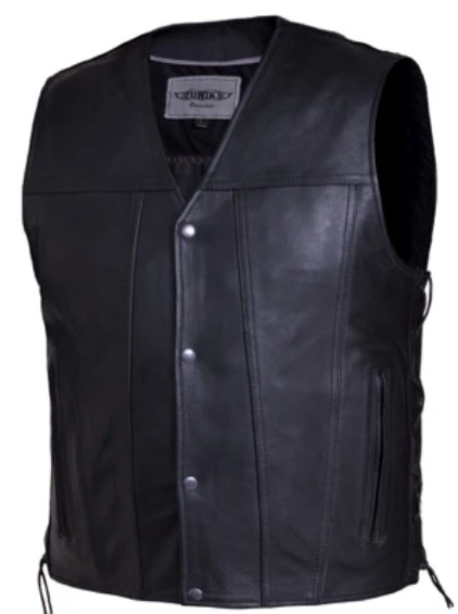 UNIK Men's Premium Leather Motorcycle Vest - SKU 2611-00-UN