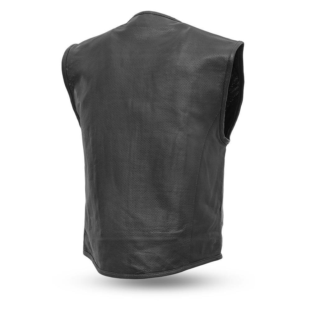 Leather Motorcycle Vest - Men's - Up To 5XL - SWAT - Raceway - FIM647CDM-FM