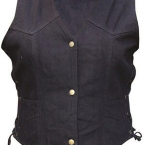Denim Vest - Women's - Black - Gun Pockets - Side Laces - AL2981-AL