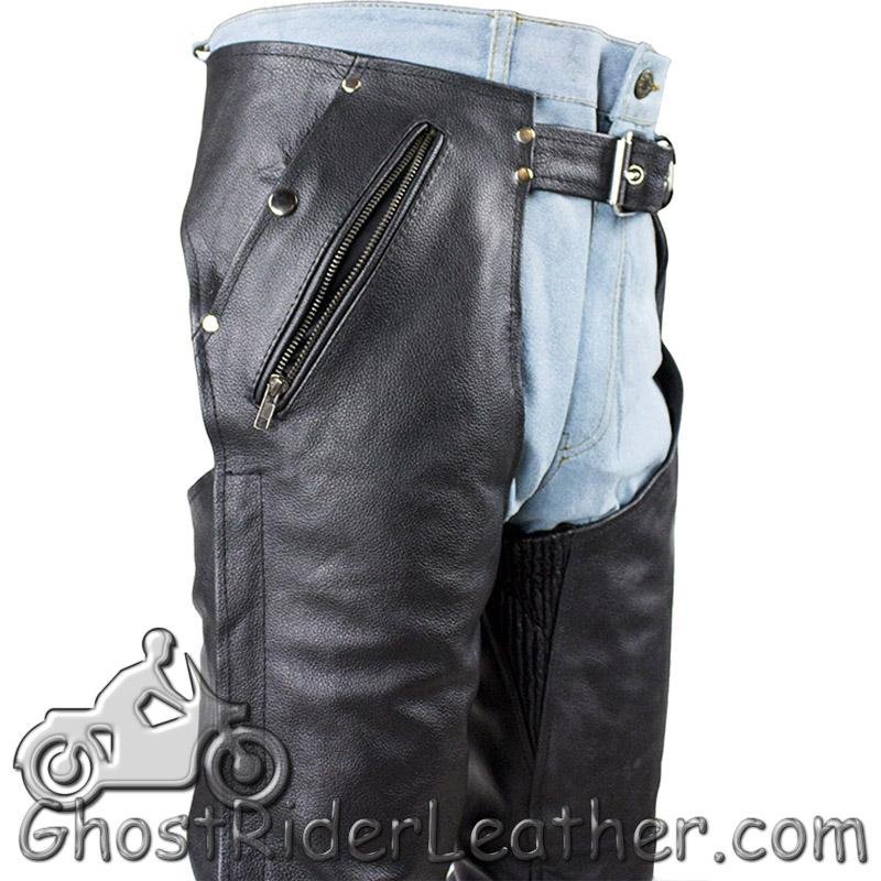 Men's or Women's Unisex Leather Chaps with Removable Liner - Premium Naked Leather - SKU C4334-11-DL