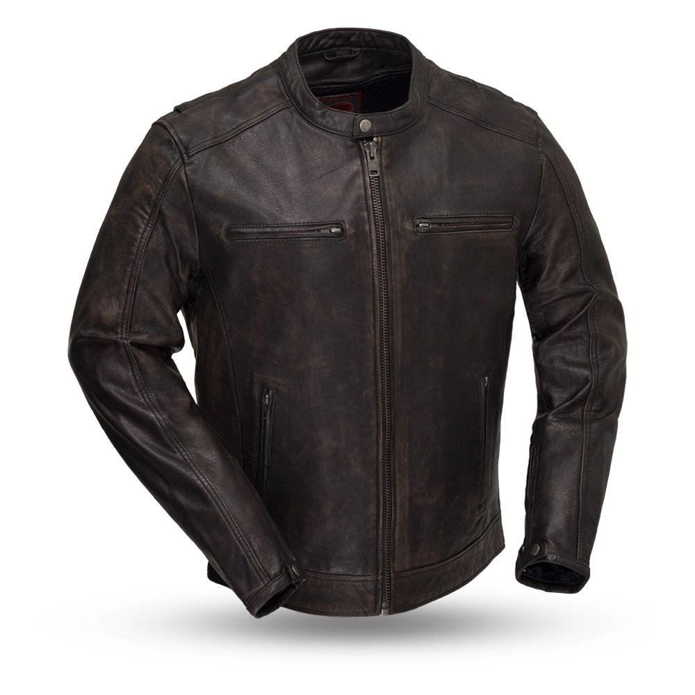 Hipster - Men's Motorcycle Distressed Black Leather Jacket - SKU GRL-FIM253SDC-FM