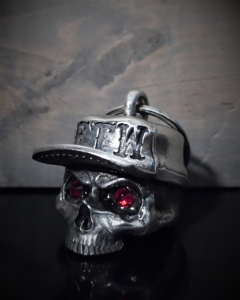 FTW Skull Hat Diamond - Pewter - Motorcycle Gremlin Bell - Made In USA - SKU BB107-DS