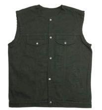 Men's Black Denim Vest - Biker Vest - SKU DM2610-BK-UN