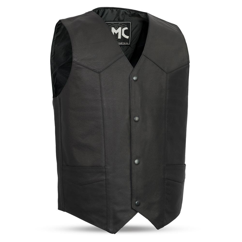 Leather Motorcycle Vest - Men's - Up To Size 8XL - Western - FMM601BM-FM