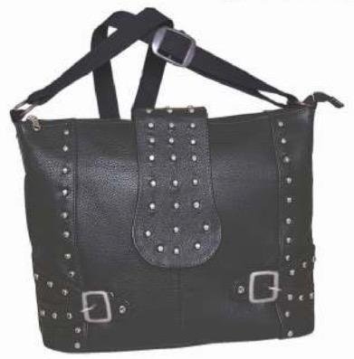 Leather  Handbag - Concealed Carry - Studs Design - Purse - 9726-00-UN