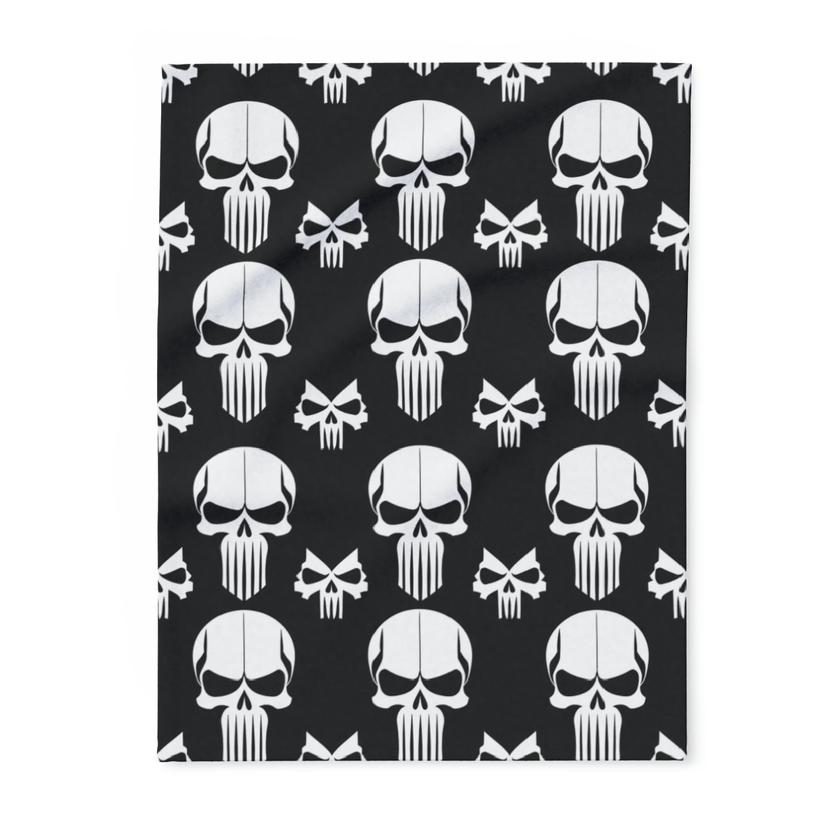 White Skulls on Black - 3 Different Sizes - Arctic Fleece Blanket