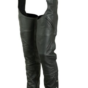 Men's Leather Chaps - Motorcycle - Unisex - Double Deep Pocket - Up To 9XL - DS-404-DS