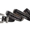 Unisex Rhinestone Bling Belt - Black and Silver - Skulls - Rhinestones - Faux Leather - FBL19-DL.