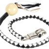 Get Back Whip - Black and White Leather - With White Cue Ball - 42 Inches - Motorcycle Accessories - SKU GBW7-BB-DL