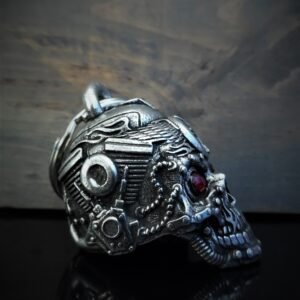 Motorhead Skull Diamond - Pewter - Motorcycle Gremlin Bell - Made In USA - SKU BB112-DS