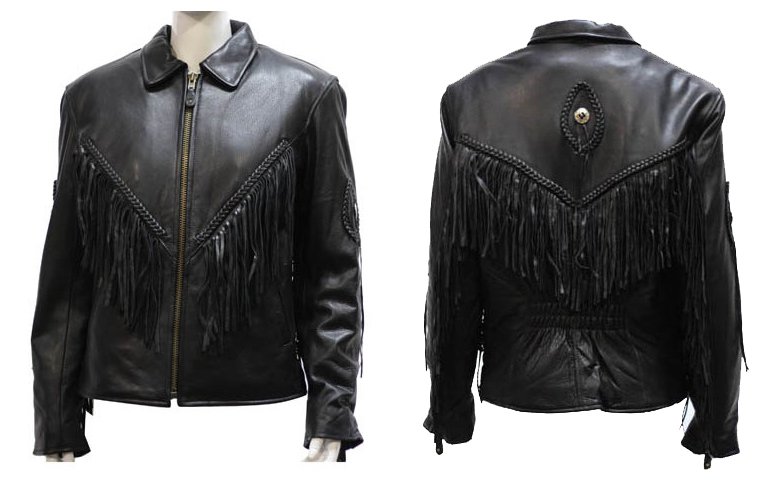 Women's Leather Motorcycle Jacket with Braid and Fringe Design - SKU LJ280-DL