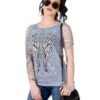 Women's Sliced Short Sleeve Shirt - Cross and Wings - 7746-DS