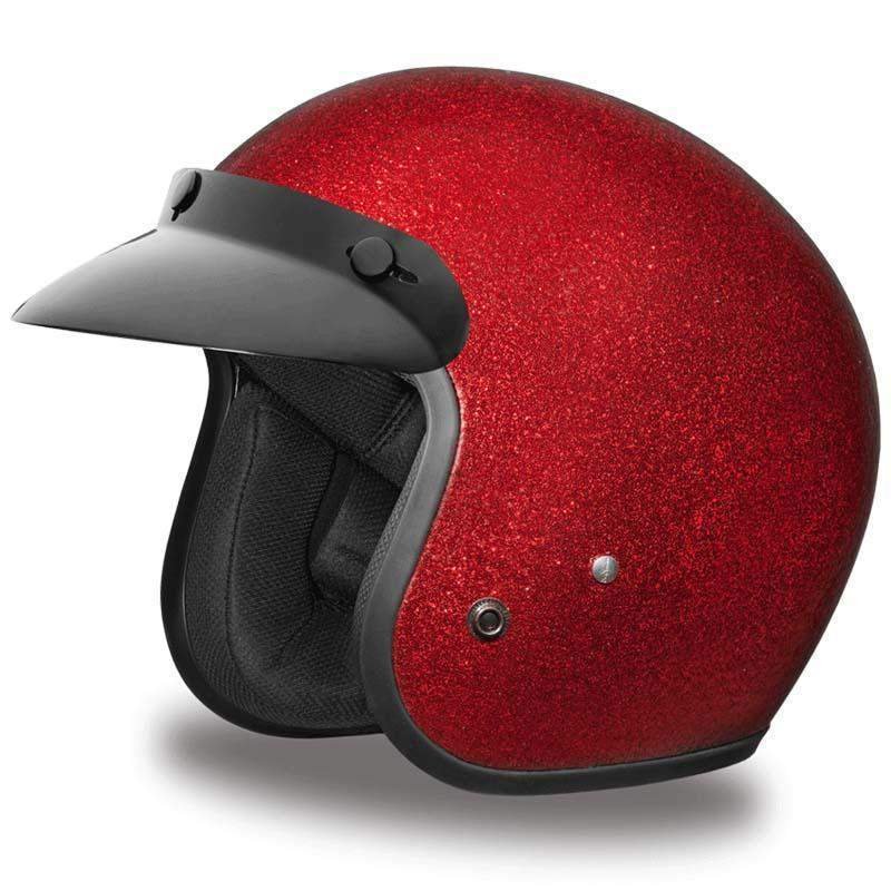 DOT Motorcycle Helmet - Metal Flake - Choice of Colors - Open Face - DC7-A-DH