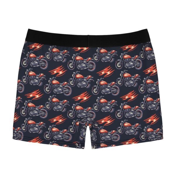Motorcycle and Flames - Red White on Black - Men's Boxer Briefs (AOP)