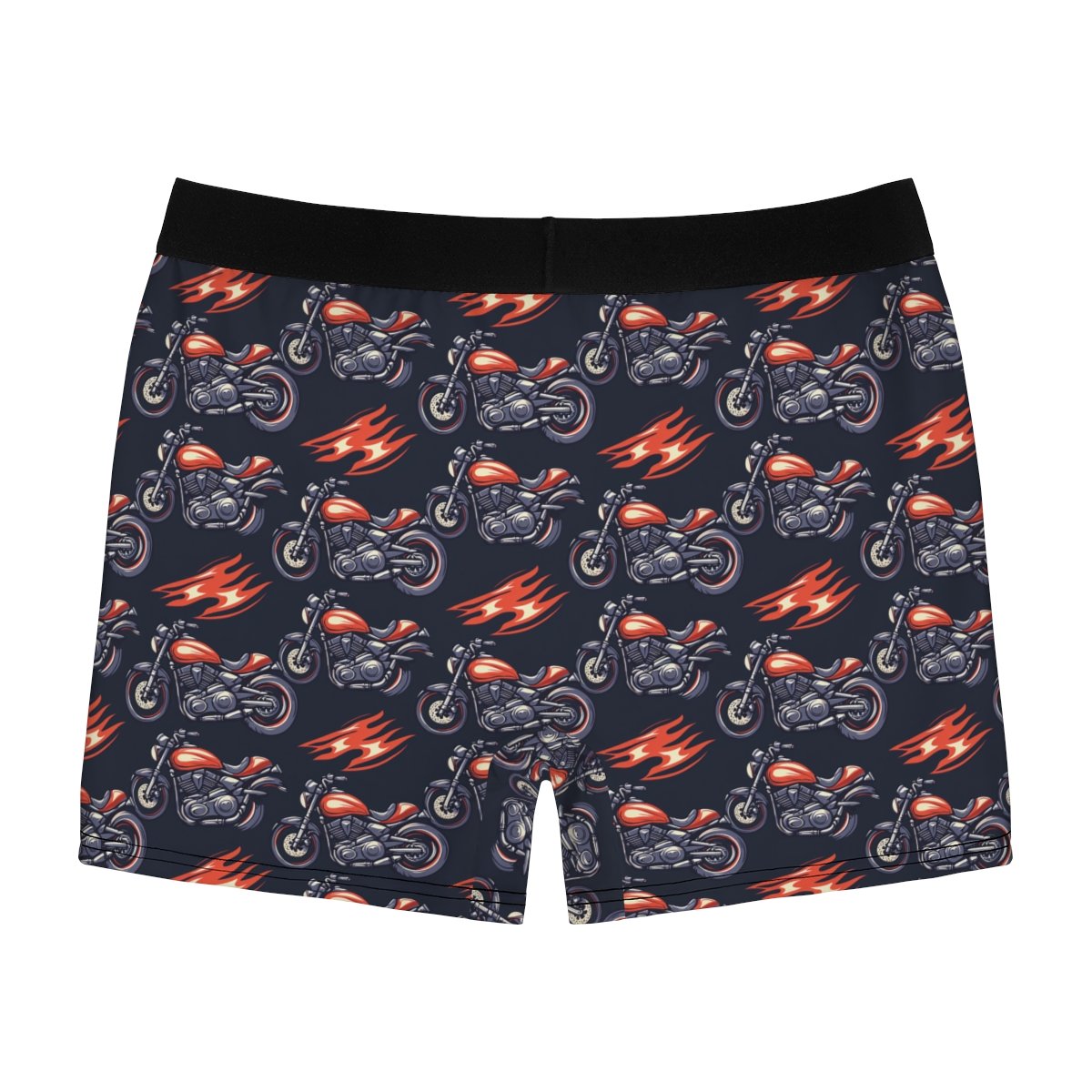 Motorcycle and Flames - Red White on Black - Men's Boxer Briefs (AOP) Motorcycle and Flames - Red White on Black - Men's Boxer Briefs (AOP)