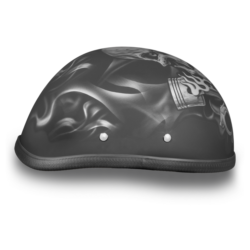 Novelty Motorcycle Helmet - Pistons Skull - Eagle Shorty - 6002PS-DH
